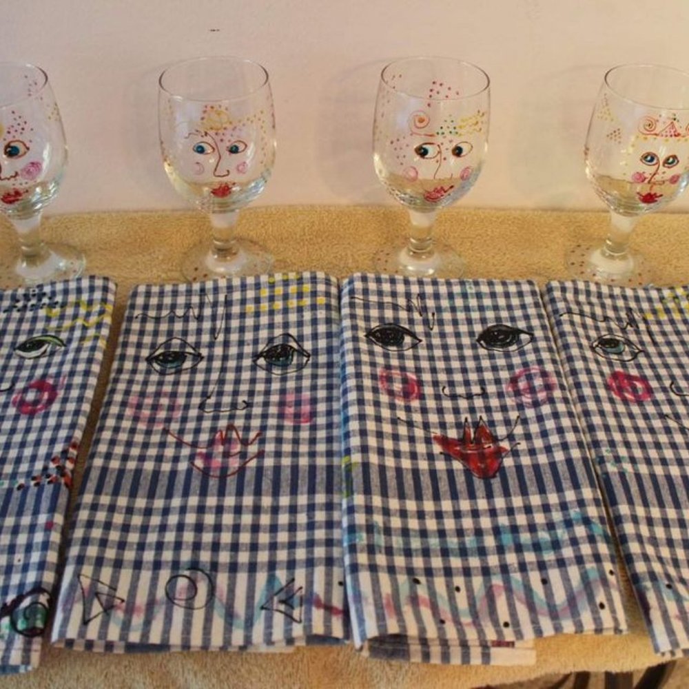 Hand Painted Wine/Water Glasses